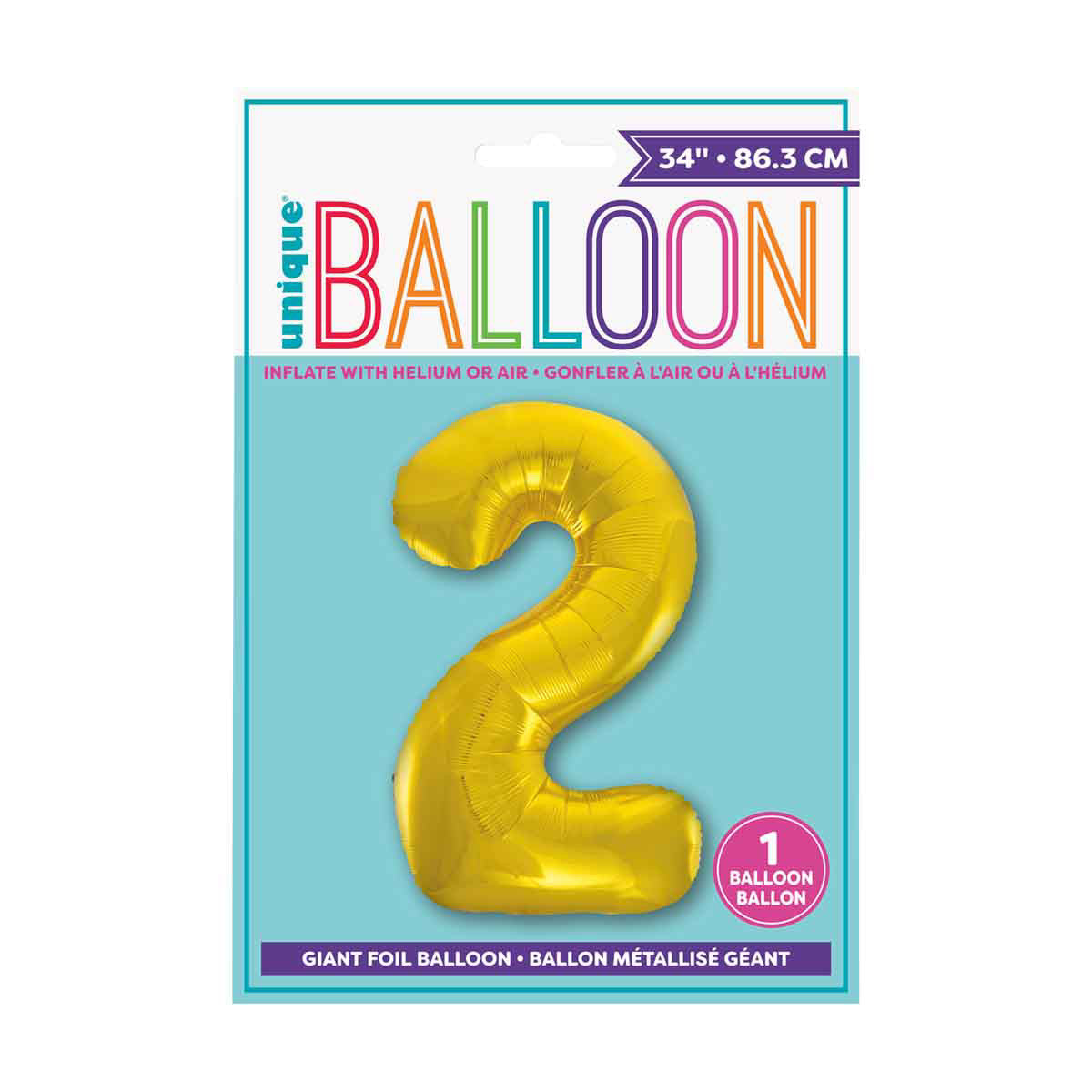 321 Party! 34" Giant Foil Gold Number 2 Balloon
