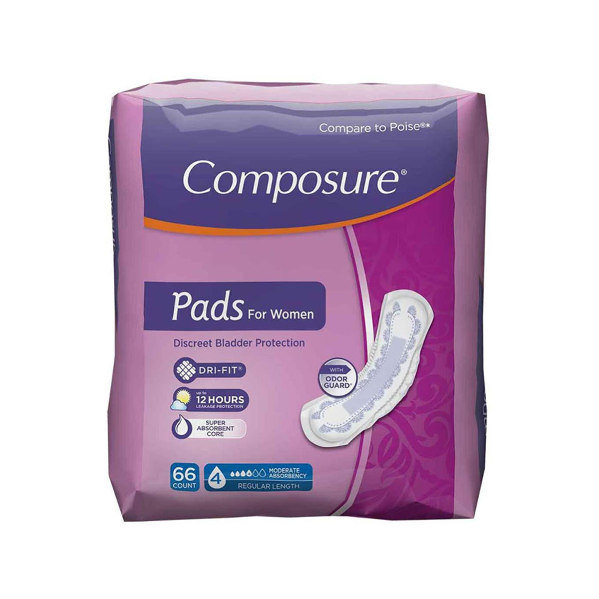Composure Pads for Women, 66 ct