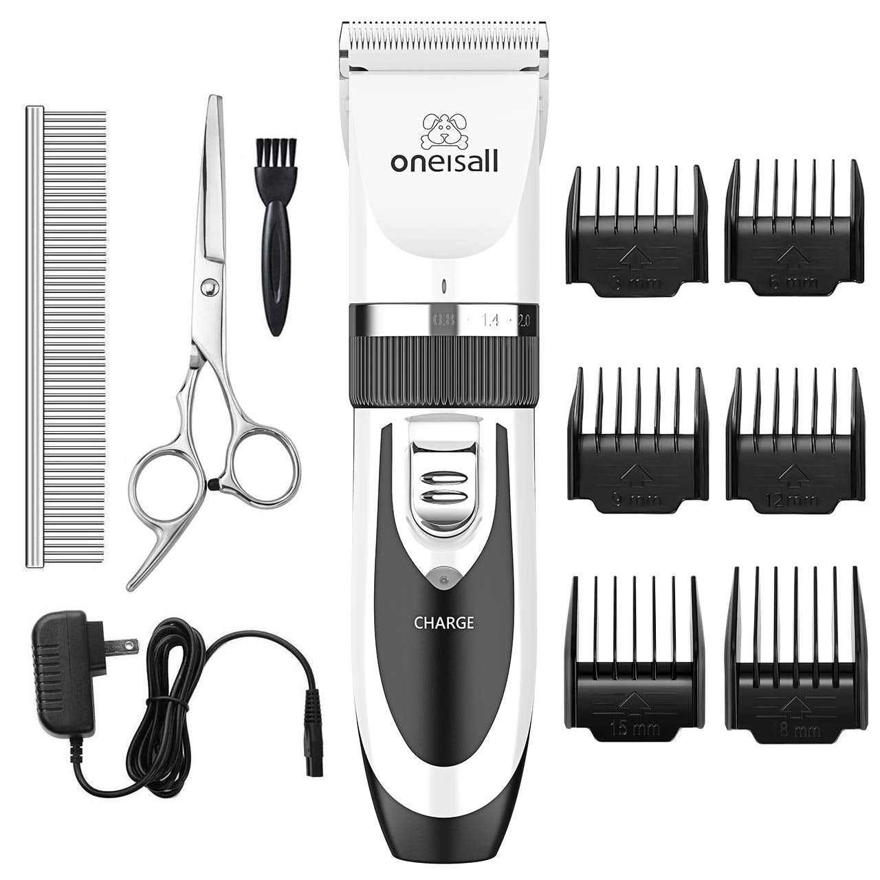 oneisall Dog Clipper Low Noise, Dog Grooming Kit with Rechargeable, Dog Shaver Cordless Electric Quiet Hair Clipper Set for Dog Cats Pets(Gold)
