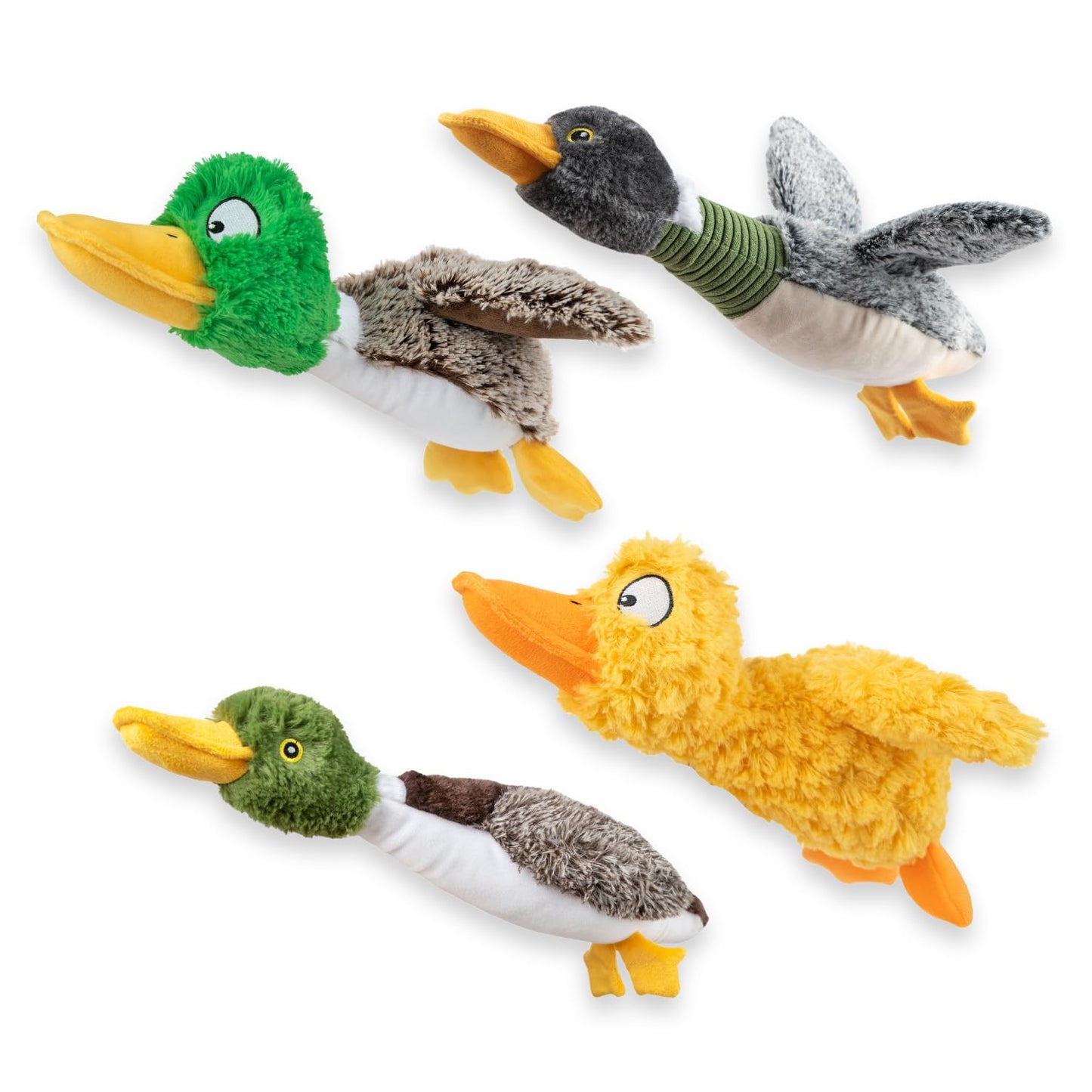 Best Pet Supplies Crinkle Dog Toy for Small, Medium, and Large Breeds, Cute No Stuffing Duck with Soft Squeaker, Fun for Indoor Puppies and Senior Pups, Plush No Mess Chew and Play - Yellow