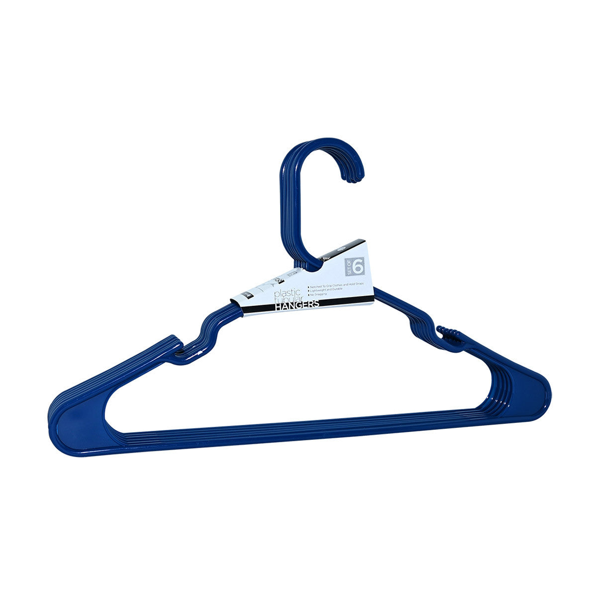 Plastic Tubular Hangers, Blue, 6 ct