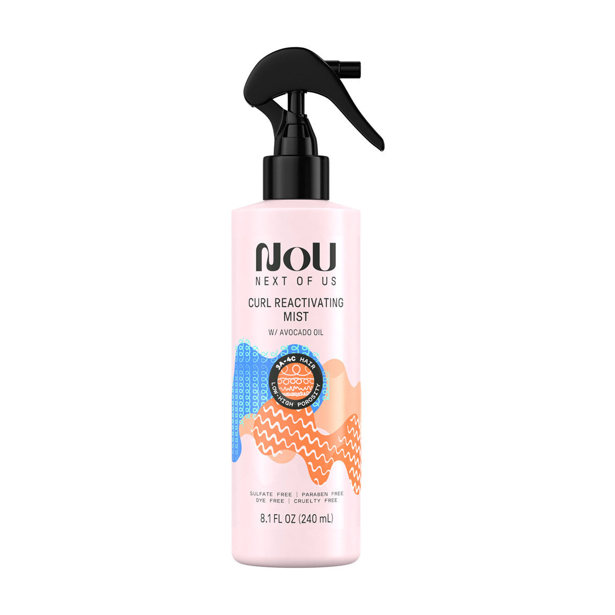 NOU Next of Us Curl Reactivating Mist with Avocado Oil, 8.1 fl oz