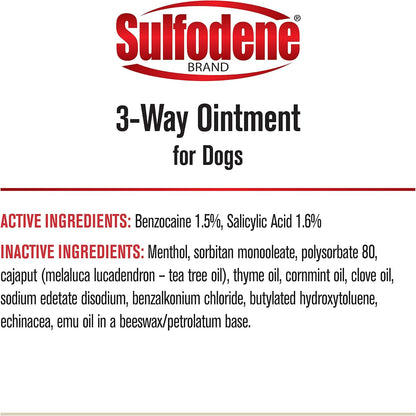Dog Wound Care 3-Way Ointment, Relieves Pain & Prevents Infection For Dog Cuts, Scrapes, Bites and Injuries, 2 Ounce