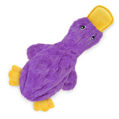 Best Pet Supplies Crinkle Dog Toy for Small, Medium, and Large Breeds, Cute No Stuffing Duck with Soft Squeaker, Fun for Indoor Puppies and Senior Pups, Plush No Mess Chew and Play - Yellow