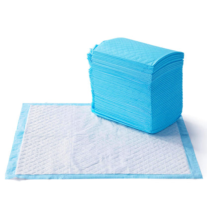 Amazon Basics Dog and Puppy Pee Pads with Leak-Proof Quick-Dry Design for Potty Training, Standard Absorbency, Regular Size, 22 x 22 Inches, Pack of 100, Blue & White