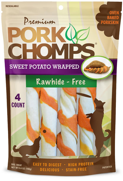Pork Chomps Roasted Pork Skin Dog Chews, 6-inch Twists, 15 Count