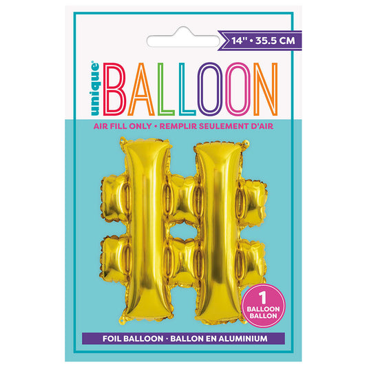 14" Foil Gold # Shaped Balloon