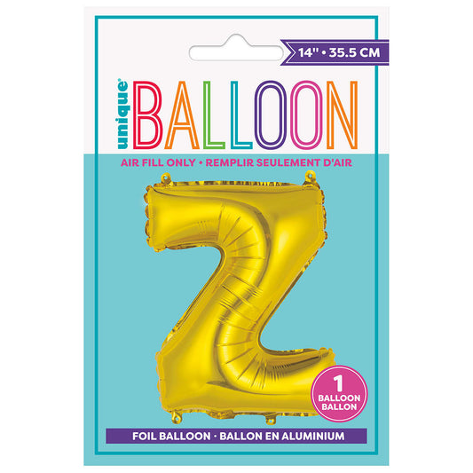 14" Foil Letter Balloon, Gold, Z