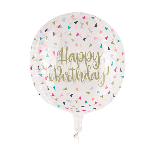 15" Clear Sphere Colorful Confetti Birthday Balloon