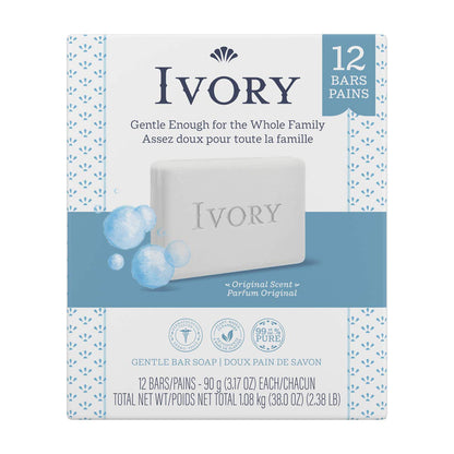 Ivory Gentle Bar Soap Original Scent 3.17 oz., 12 Count