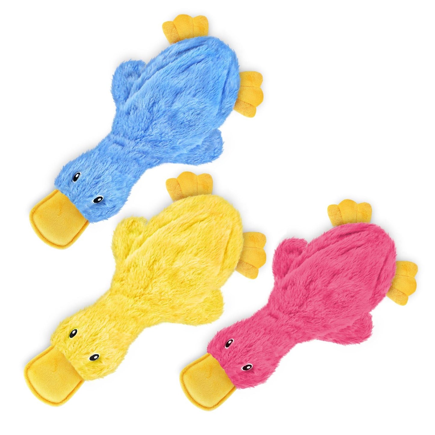 Best Pet Supplies Crinkle Dog Toy for Small, Medium, and Large Breeds, Cute No Stuffing Duck with Soft Squeaker, Fun for Indoor Puppies and Senior Pups, Plush No Mess Chew and Play - Yellow