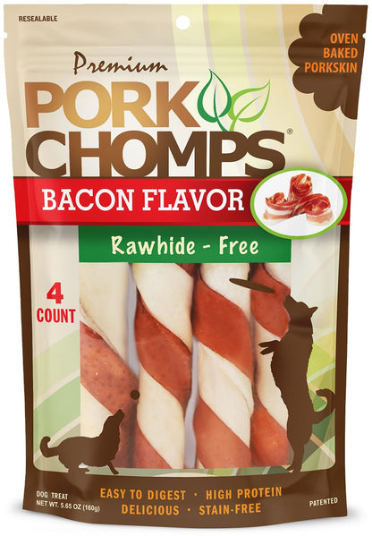 Pork Chomps Roasted Pork Skin Dog Chews, 6-inch Twists, 15 Count