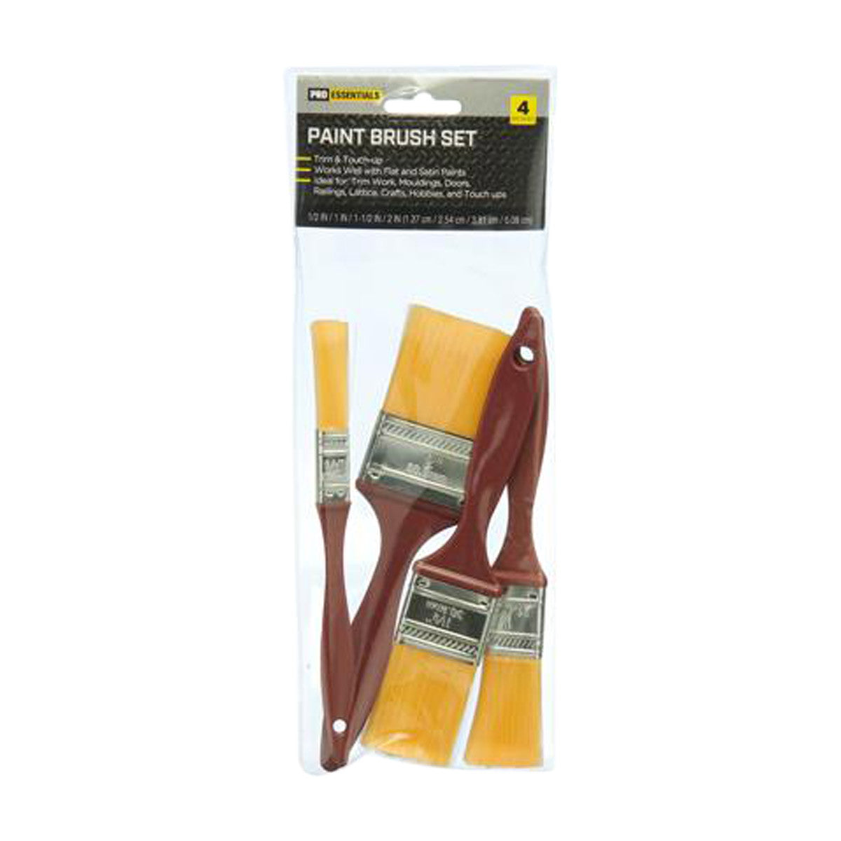Pro Essentials Paint Brush Set, 4 ct