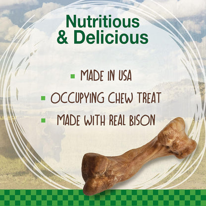 Nylabone Healthy Edibles WILD Natural Long-Lasting Bison Flavor Bone Chew Treats for Dogs, Medium (2 Count)