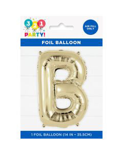 321 Party! 14" Foil Gold "B" Letter Balloon
