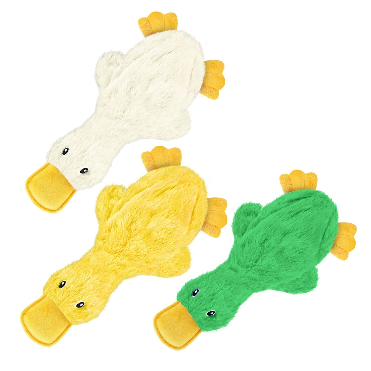 Best Pet Supplies Crinkle Dog Toy for Small, Medium, and Large Breeds, Cute No Stuffing Duck with Soft Squeaker, Fun for Indoor Puppies and Senior Pups, Plush No Mess Chew and Play - Yellow