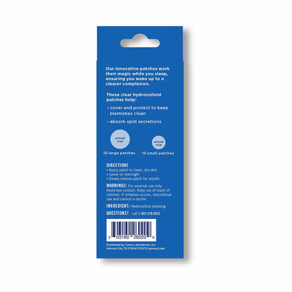 PanOxyl PM Overnight Spot Patches, Clear Hydrocolloid Blemish Dots, Vegan, Latex-Free, Fragrance-Free, 20 ct