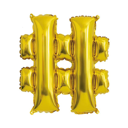 14" Foil Gold # Shaped Balloon