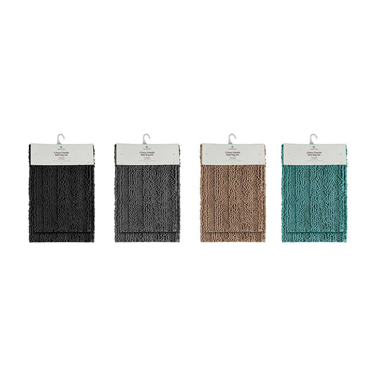 2 Piece Chenille Bath Rug Set, Assorted
